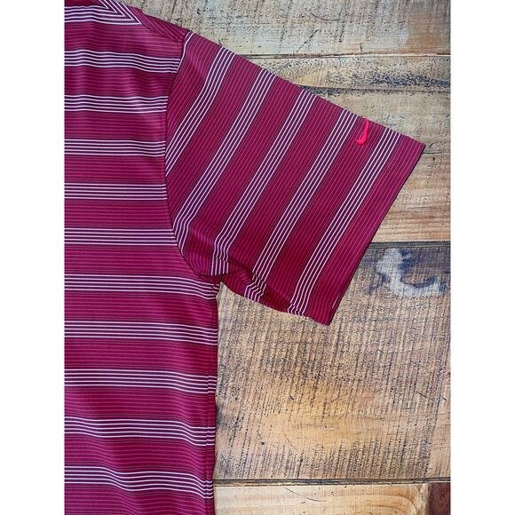 Mens Nike Golf Dri Fit UV Y2K Red Striped Short Sleeve Polo Performance Shirt XL - Picture 2 of 8